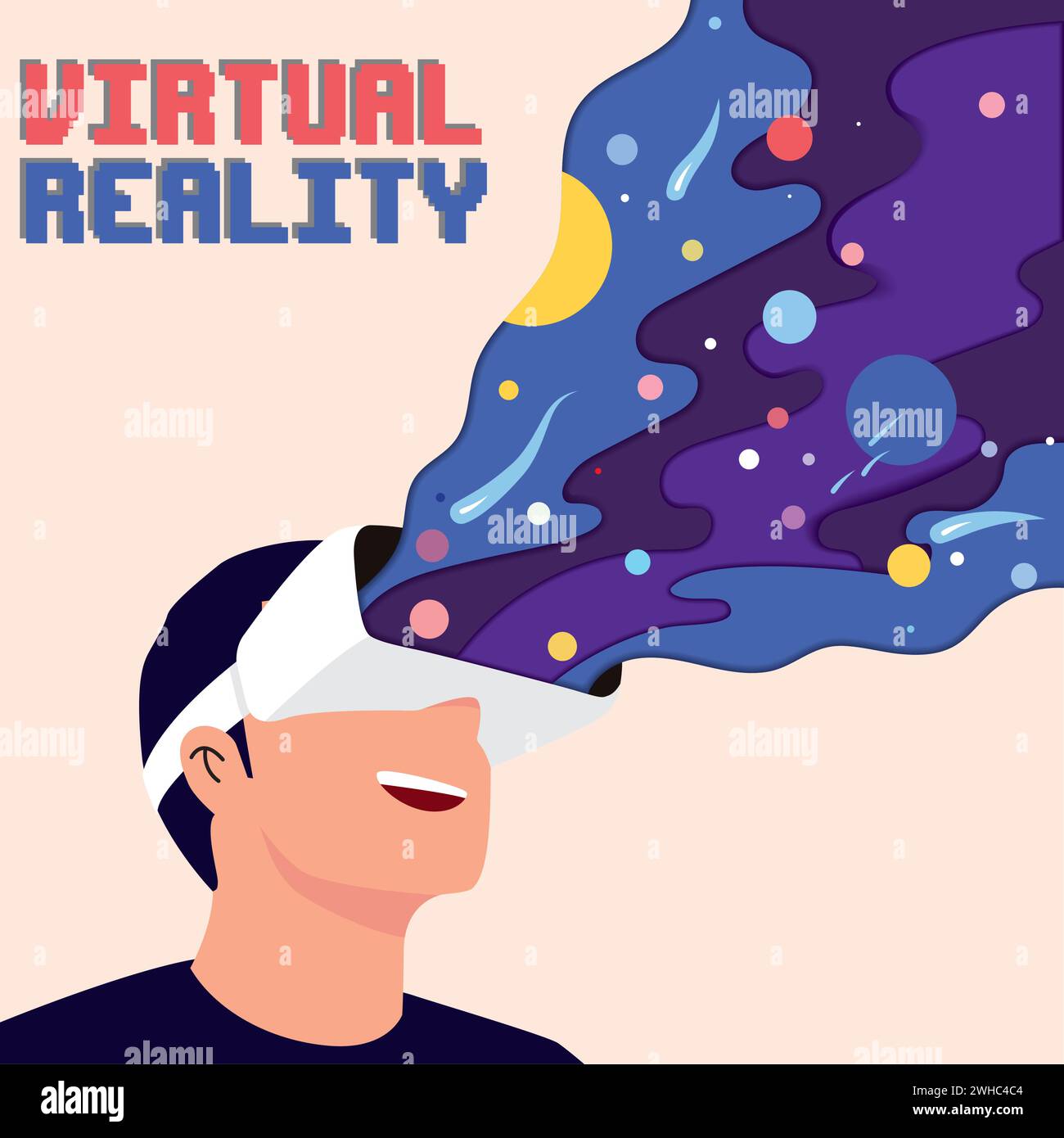 Male wearing glasses Virtual reality concept poster Vector Stock Vector ...