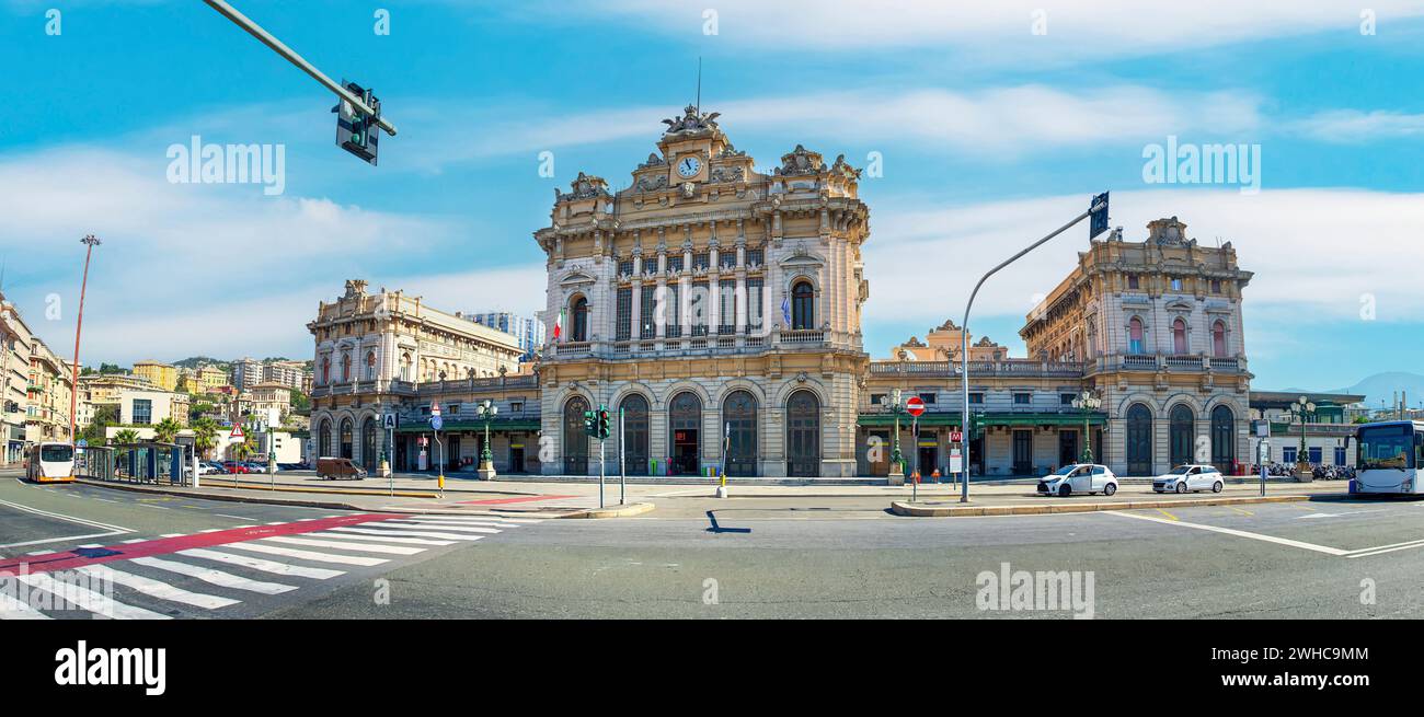 Beautiful railway station of the city of Genoa in, Italy Stock Photo