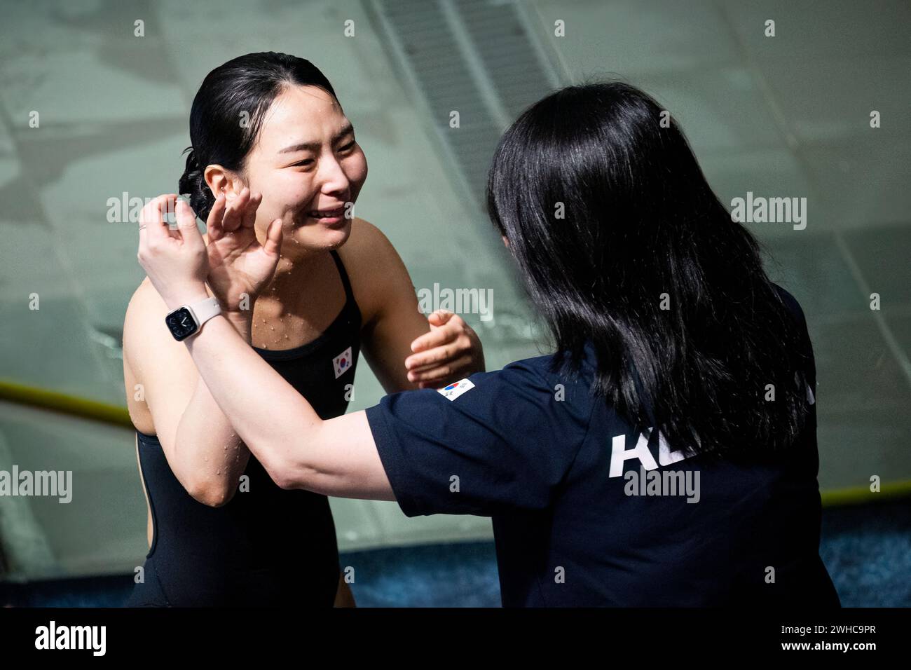 Doha, Qatar. 09th Feb, 2024. Suji Kim of Korea reacts after winning the ...