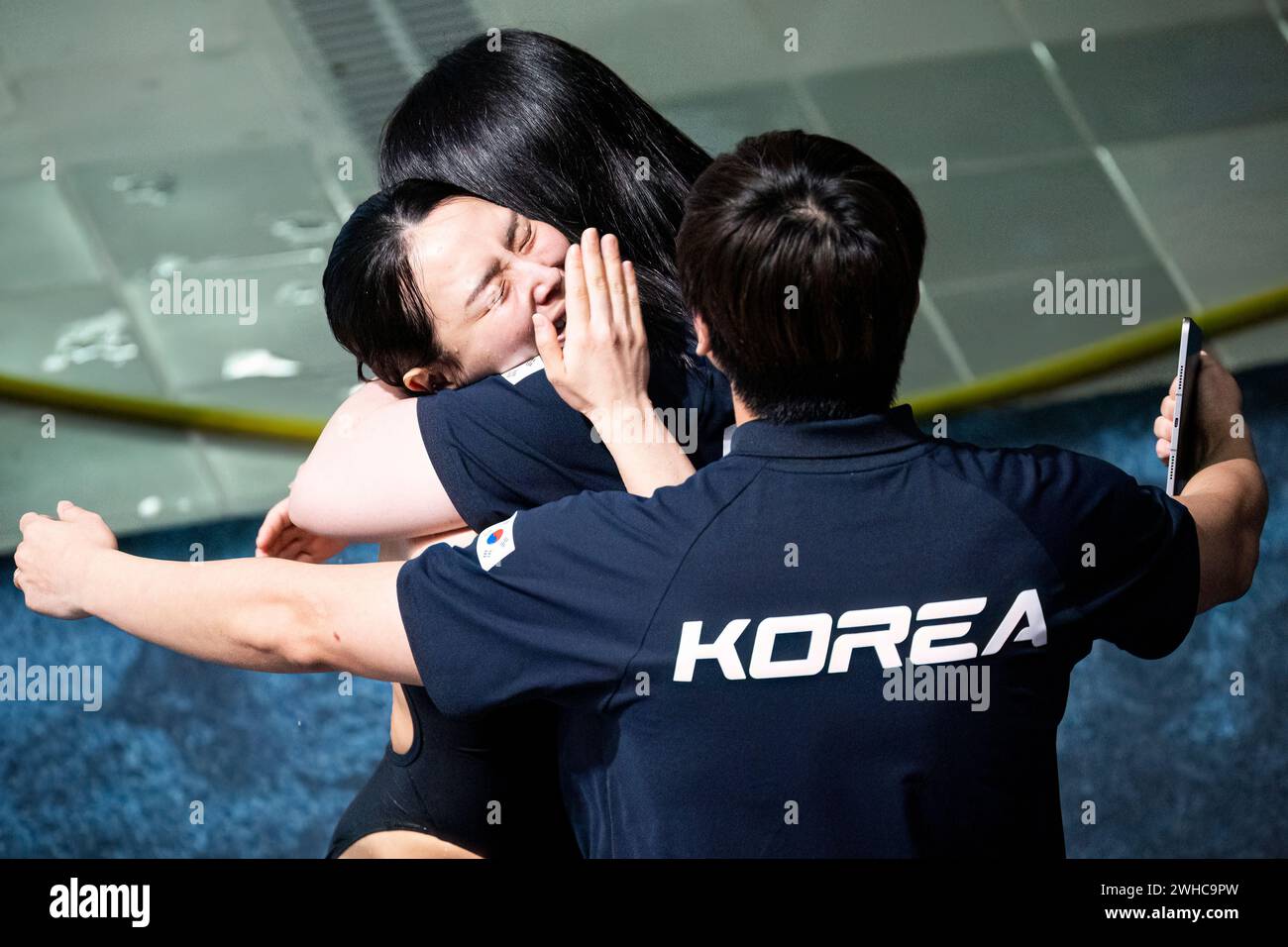 Doha, Qatar. 09th Feb, 2024. Suji Kim of Korea reacts after winning the ...