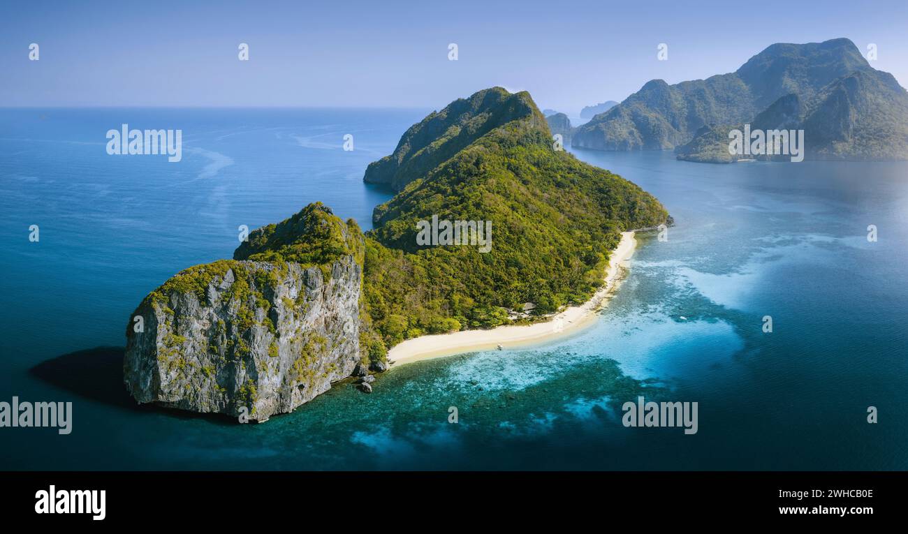 Aerial drone panorama idyllic lagoon hi-res stock photography and ...
