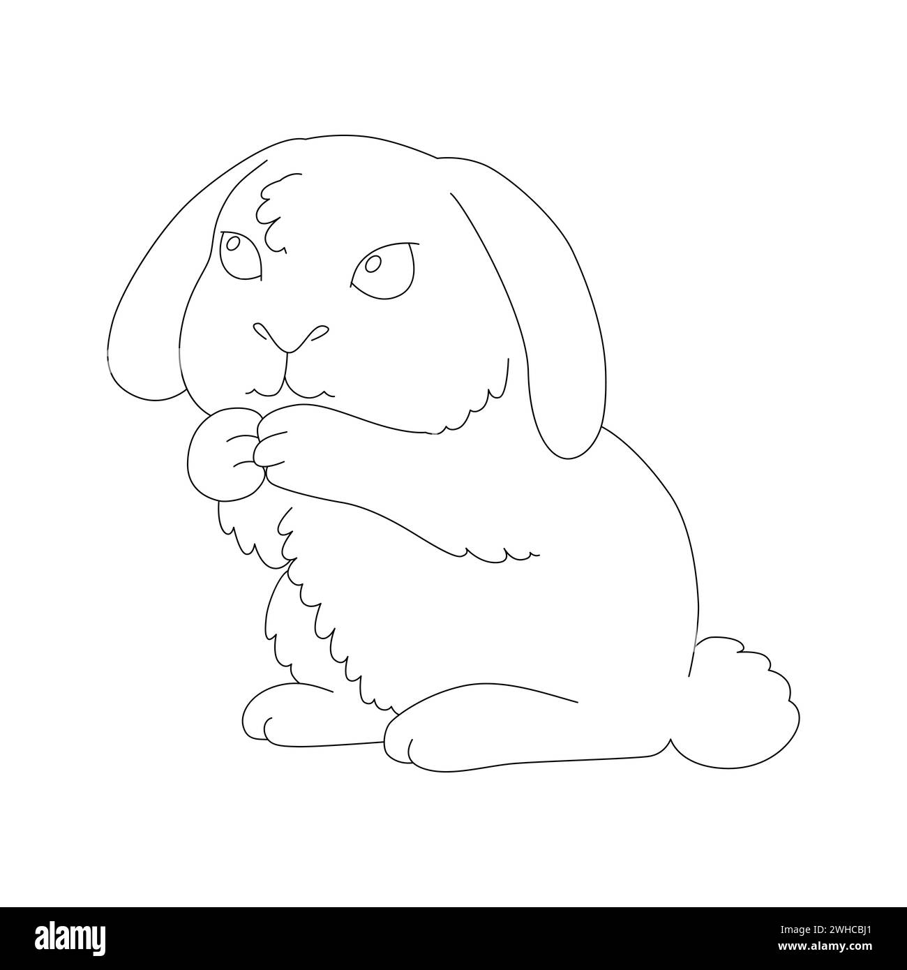 Black and white vector illustration of rabbit in cartoon style Stock ...