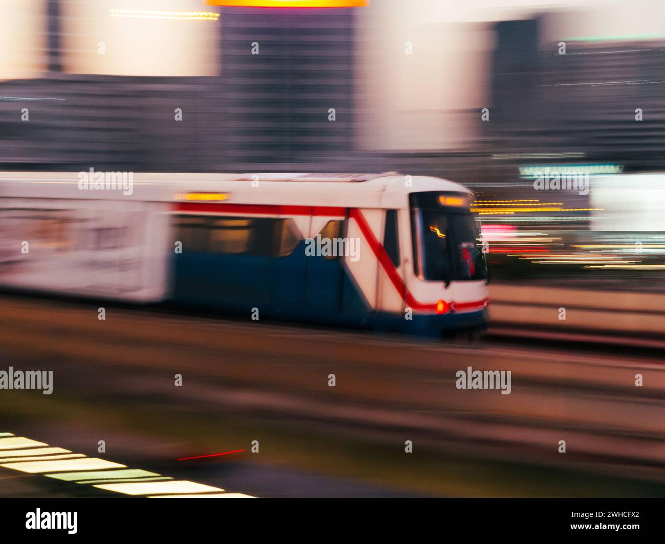 Fast Moving Elevated Train In The City Of Bangkok Thailand Cityscape Fast Moving Elevated Train In The City Of Bangkok Thailand Cityscape