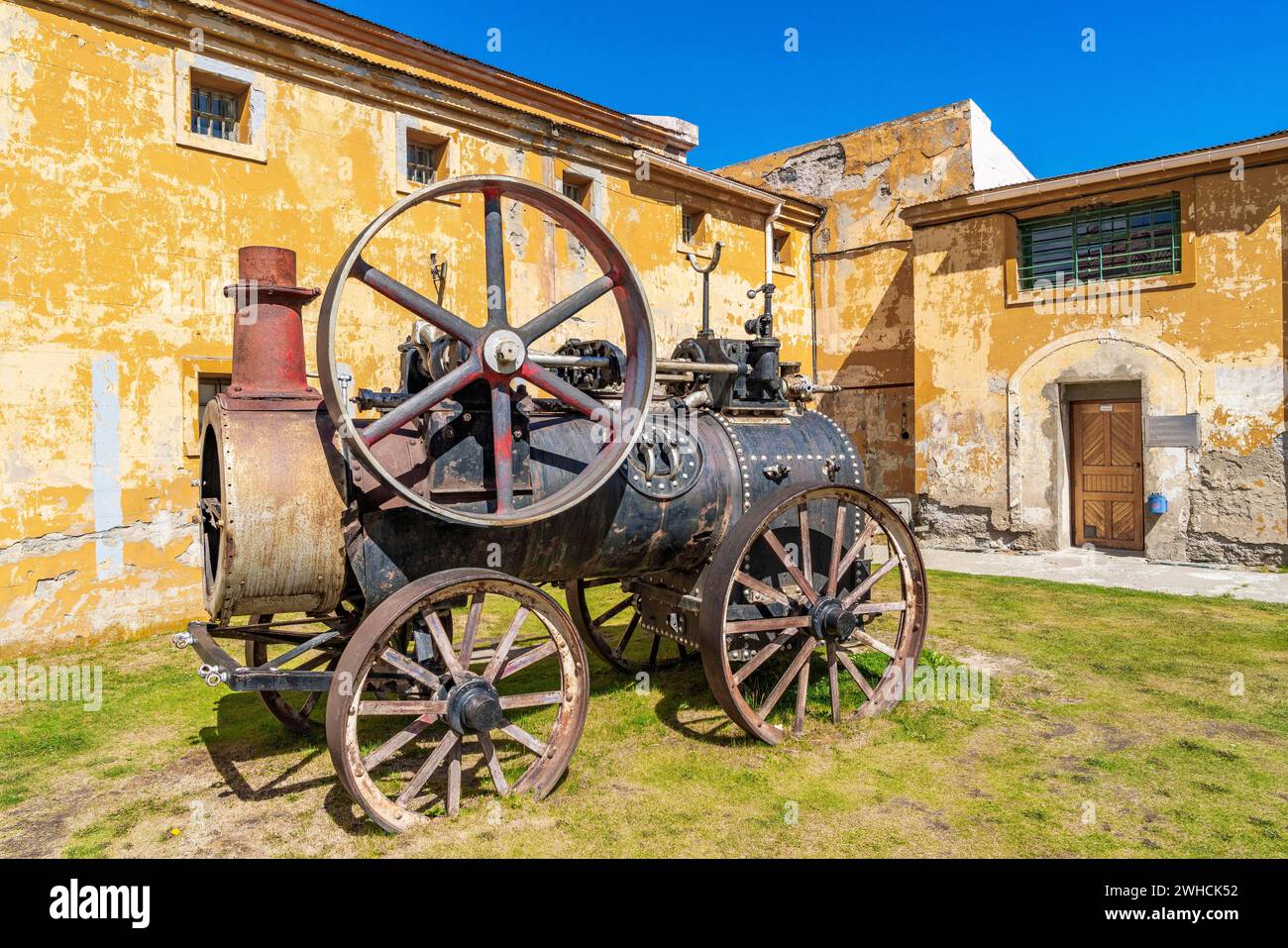 Historic locomotive in the Presidio Museum and Maritime Museum, Ushuaia, Tierra del Fuego Island, Patagonia, Argentina Stock Photo