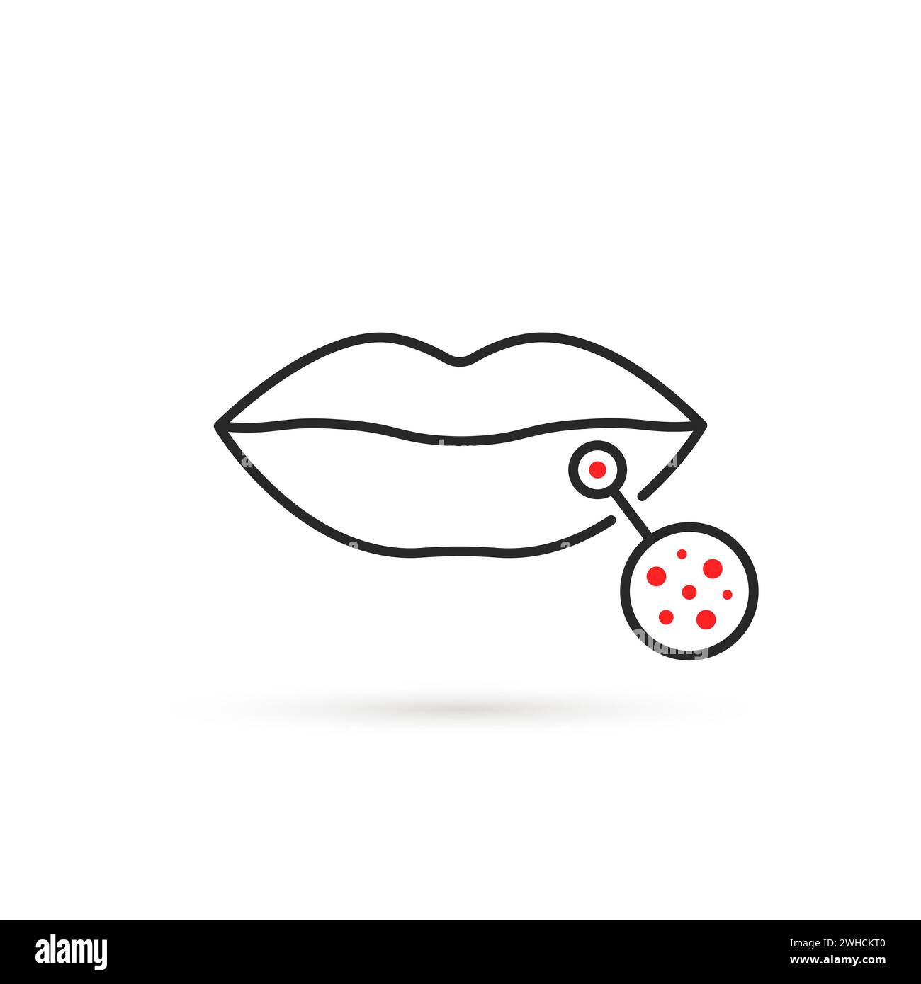 black thin line lips with red rash Stock Vector