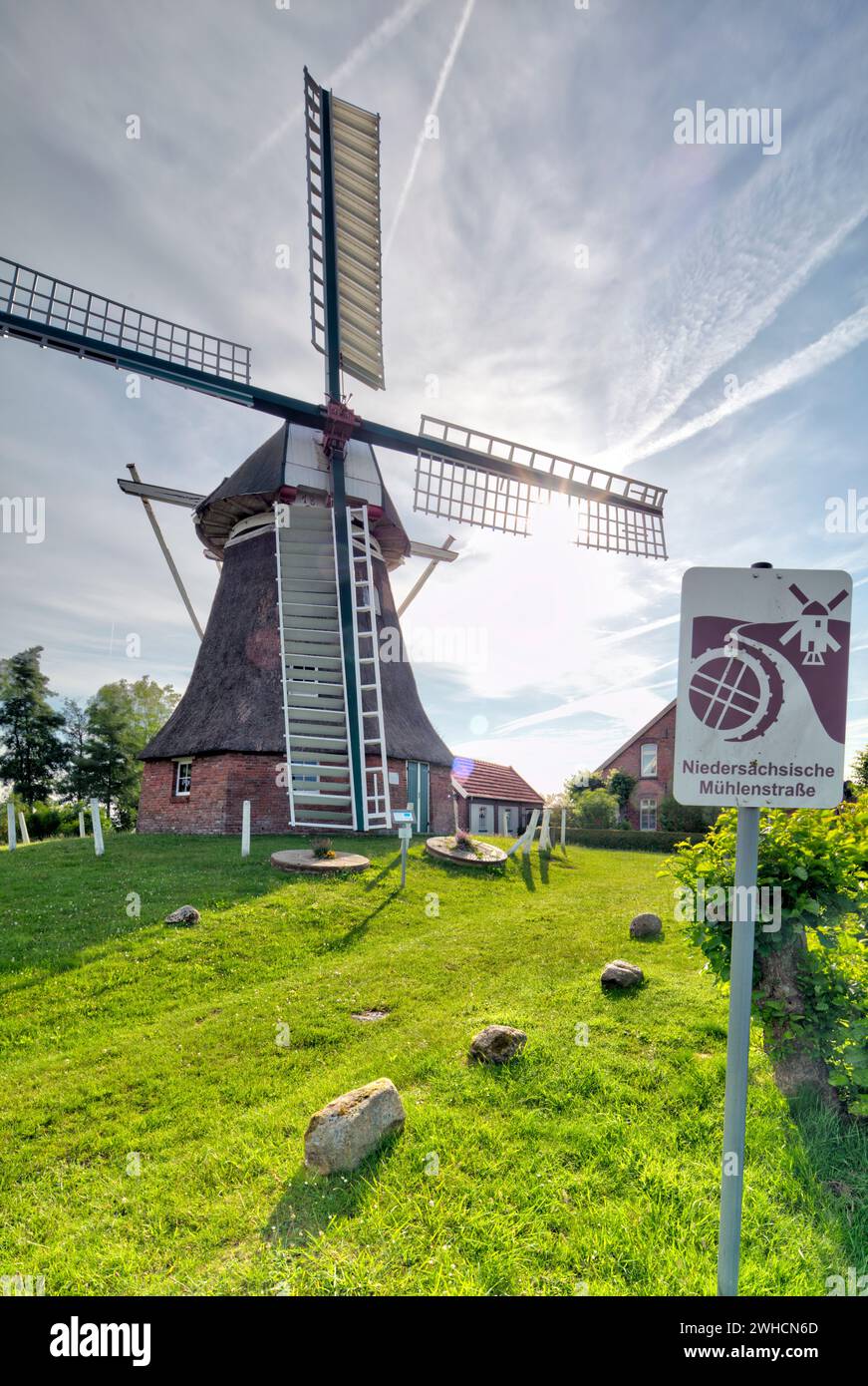 Berdumer Mühle, windmill, house facade, architecture, town view, Berdum