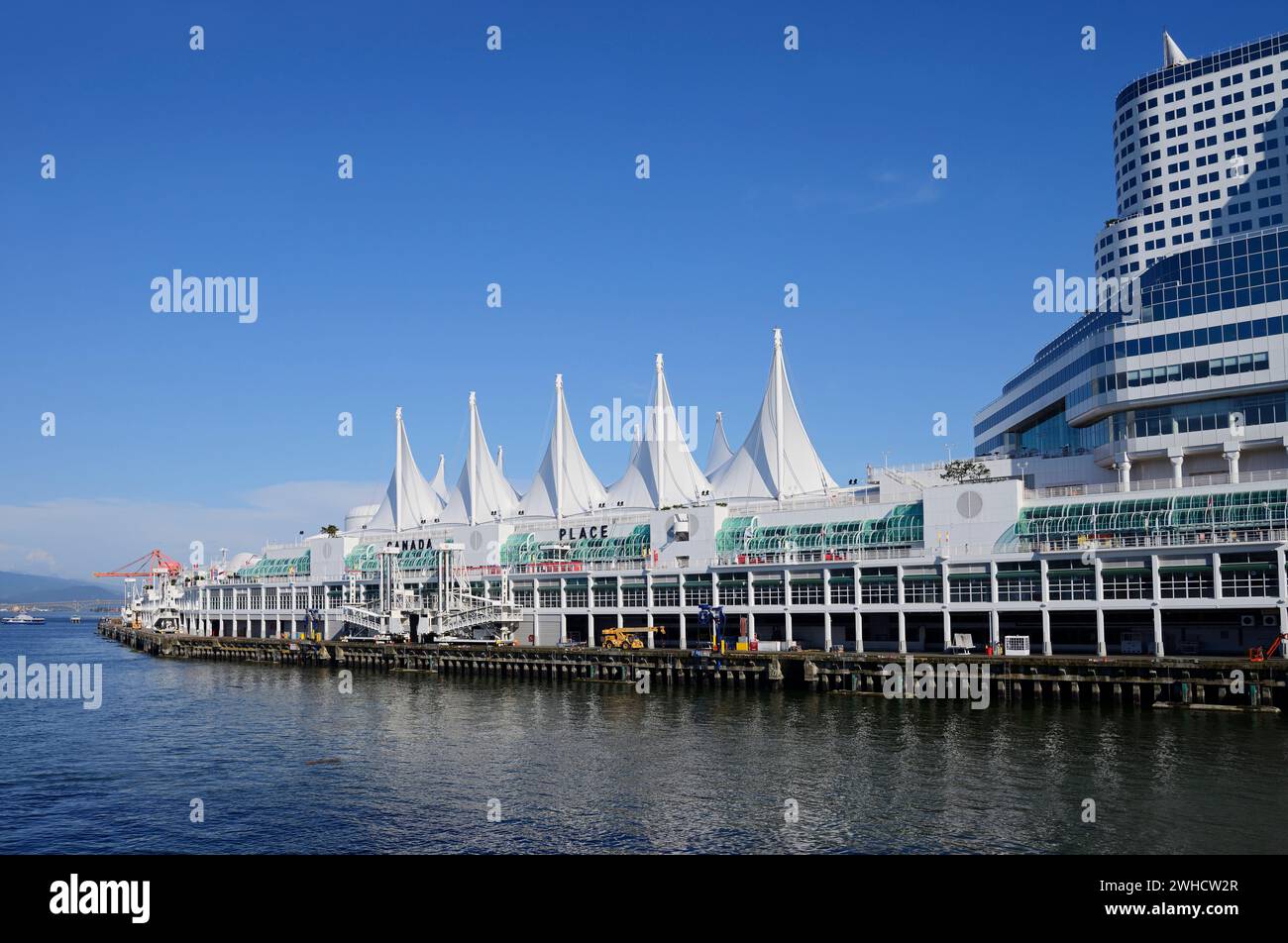 Canada Place on the shores of Burrard Inlet, Vancouver, British Columbia, Canada Stock Photo