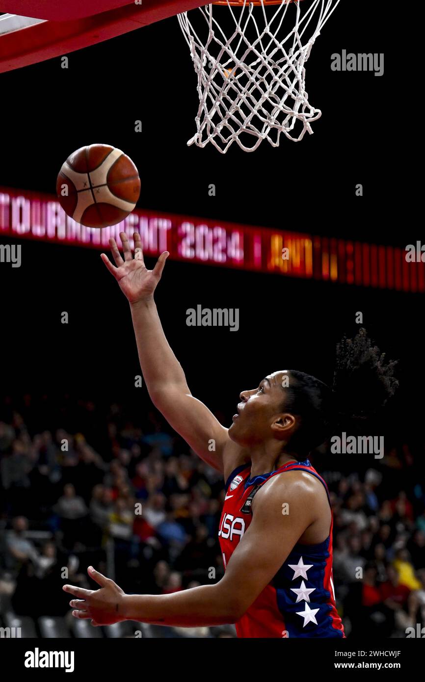 Antwerp, Belgium. 09th Feb, 2024. USA's Alyssa Thomas pictured in
