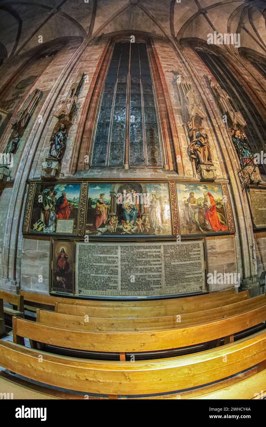 NUREMBERG, GERMANY - DEC.16, 2023: Interior of the medieval church of St. Sebald, also known as the Sebaldus Church (Sebalduskirche), the oldest paris Stock Photo