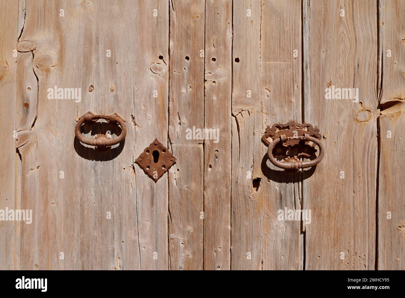 Old wooden door, Algaida, Mallorca, Balearic Islands, Spain Stock Photo