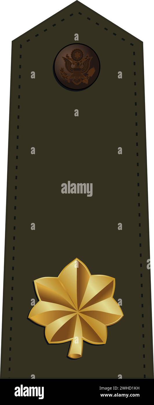 Shoulder pad for army green service uniform of the USA MAJOR army officer Stock Vector