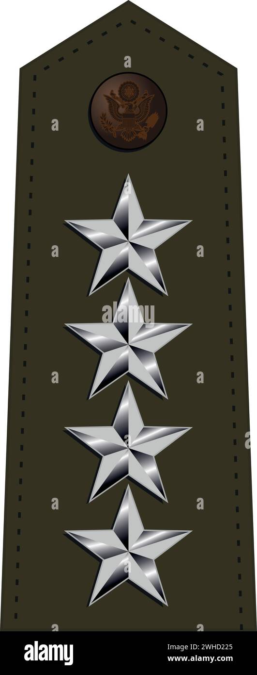 Shoulder pad for army green service uniform of the USA GENERAL army officer Stock Vector