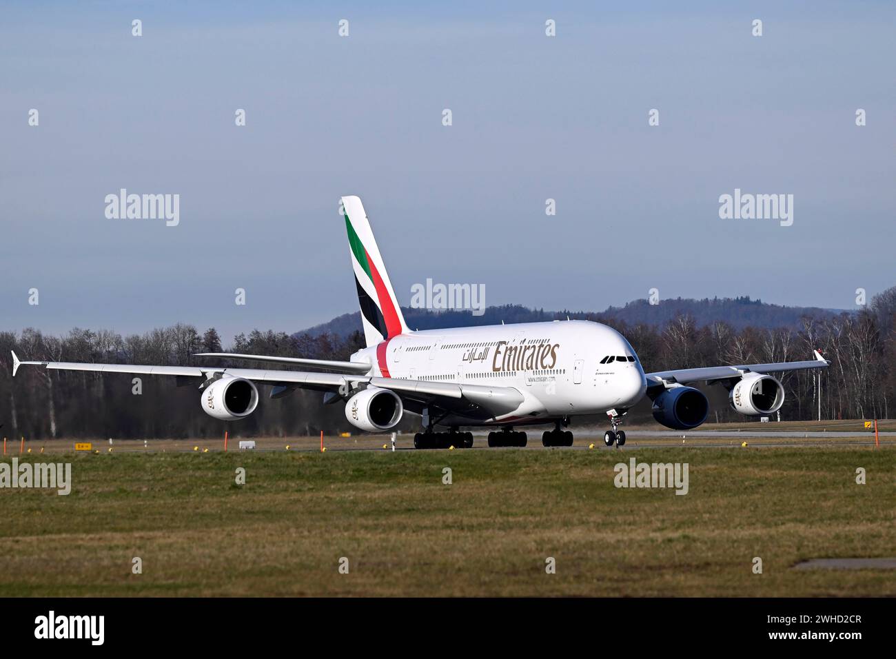 Aircraft Emirates, Airbus A380-800, A6-EEO, Zurich Kloten, Switzerland Stock Photo