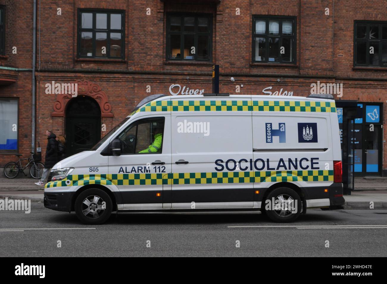 Copenhagen, Denmark /09 February  2024/Council socialance van and with alaRM 112 SING ON VAN..    (Photo.Francis Joseph Dean/Dean Pictures) Stock Photo