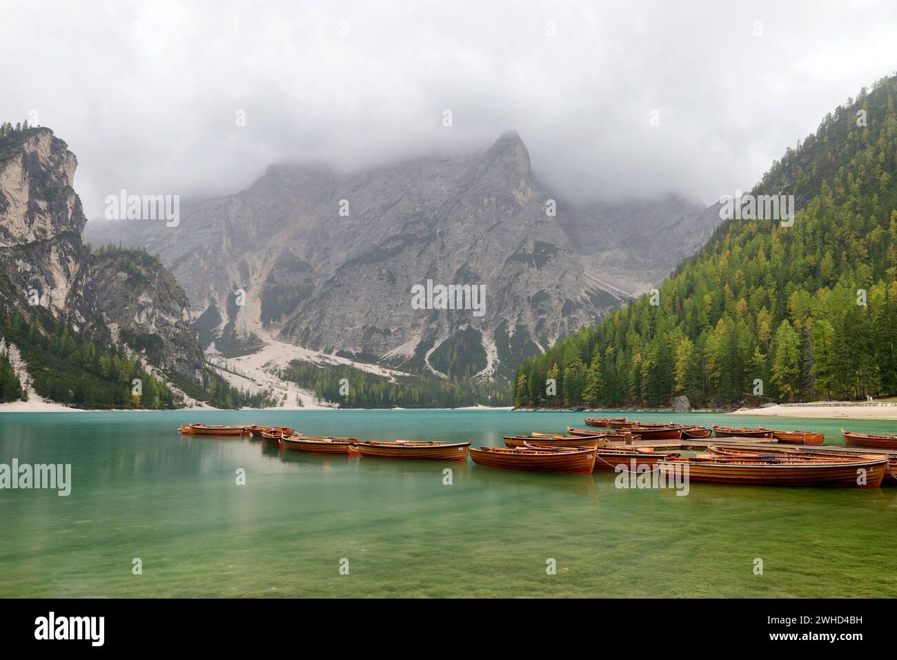 Hiking the nature park fanes prags in the dolomite alps hi-res stock ...