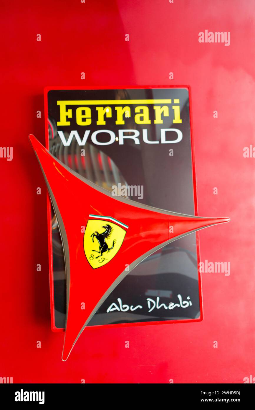 ABU DHABI, UAE. January 10, 2016: Exterior view of Ferrari World at Yas Island in Abu Dubai in the United Arab Emirates. Ferrari World - the largest a Stock Photo