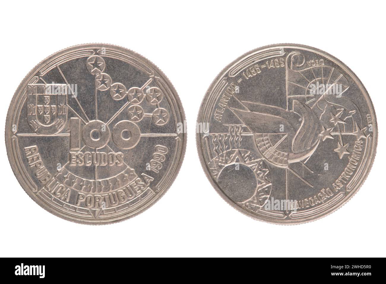Portuguese 100 Escudos Coin Stock Photo