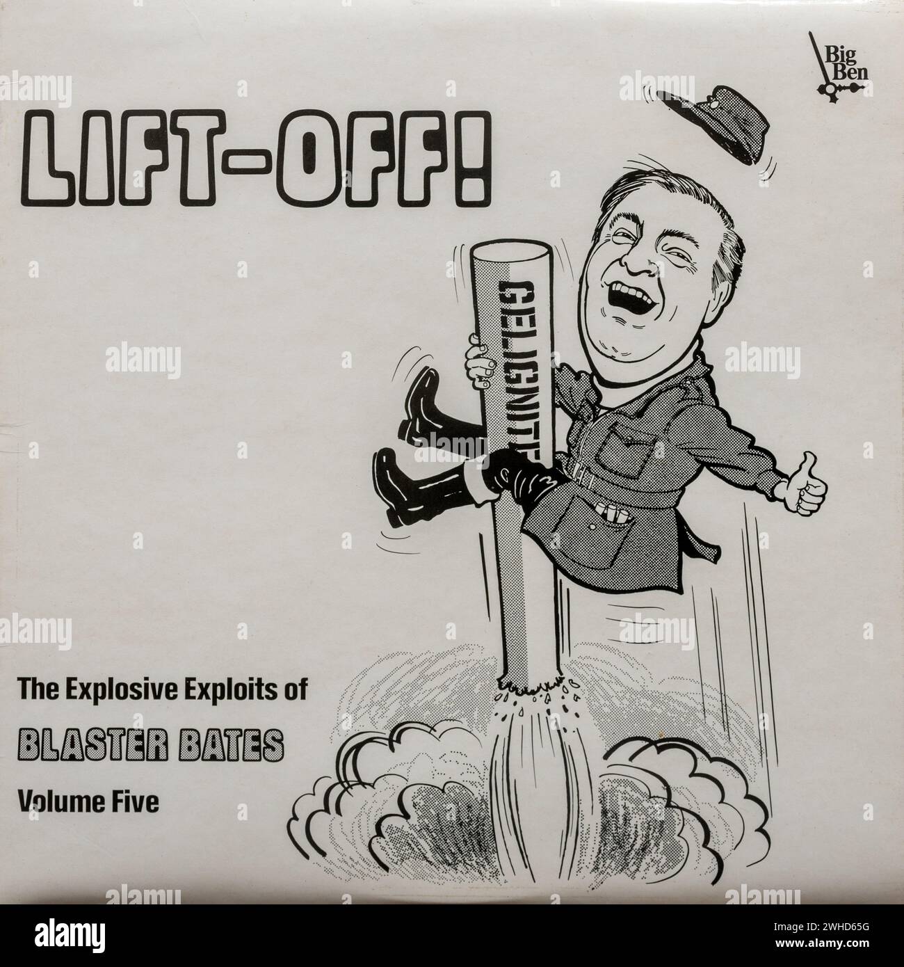 Lift-Off! The Explosive Exploits Of Blaster Bates: Volume Five, vinyl LP record album cover Stock Photo
