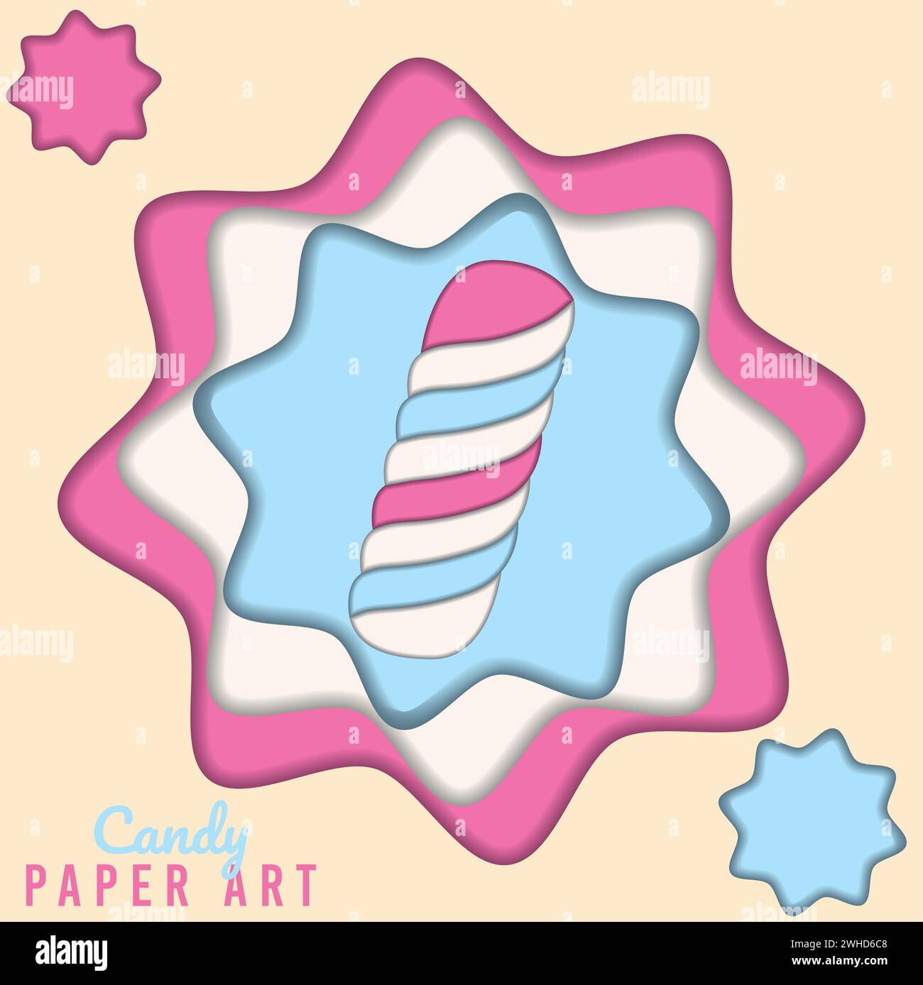 Colored candy paper art background with a marshmallow Vector Stock ...