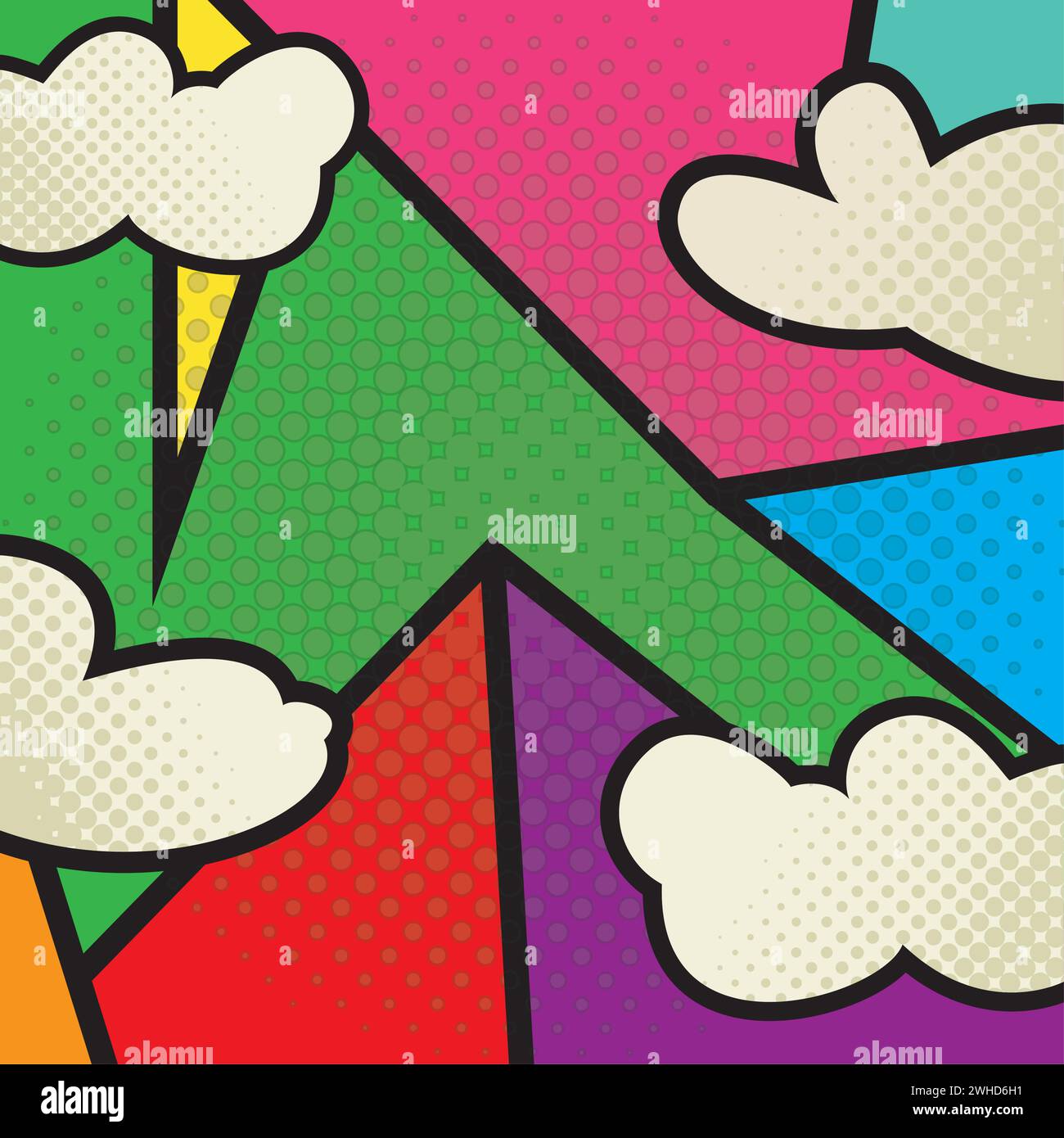 Colored comic page background with halftone effects Vector Stock Vector