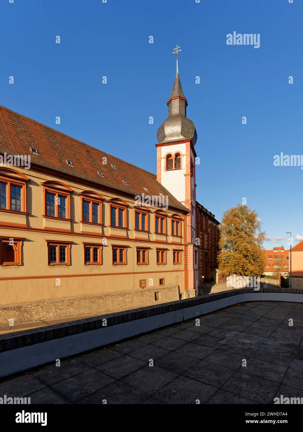 Deutschhauskirche in the Main district of Würzburg, Lower Franconia, Franconia, Bavaria, Germany Stock Photo