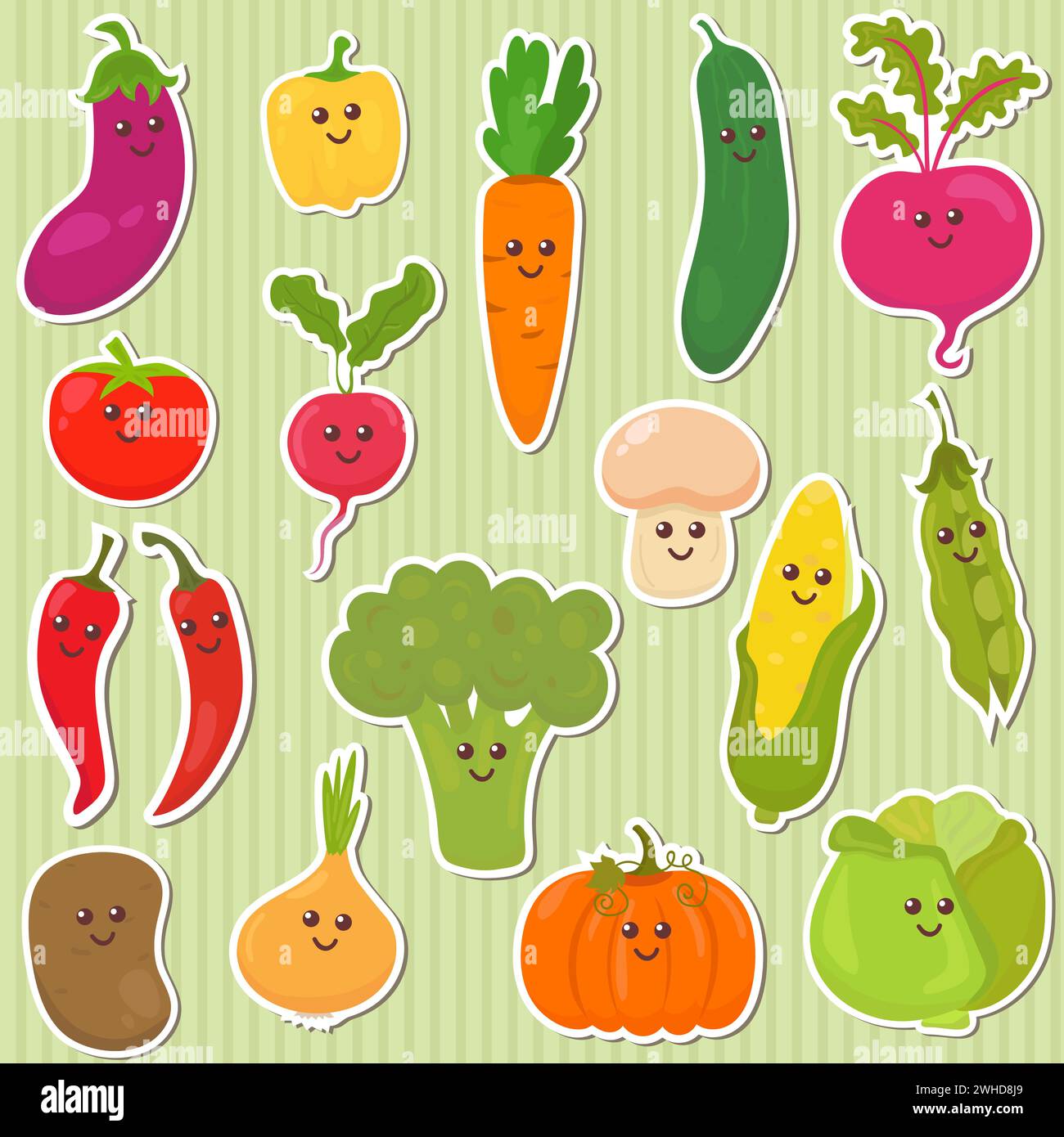 Cute vegetables, healthy food. Vector illustration Stock Vector Image \u0026 Art  - Alamy, image size:1300x1390