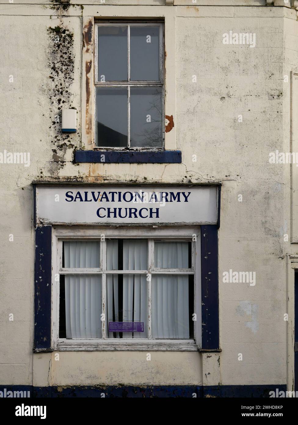 View of the Salvation Army Church showing its peeling paintwork and generally neglected appearance Stock Photo