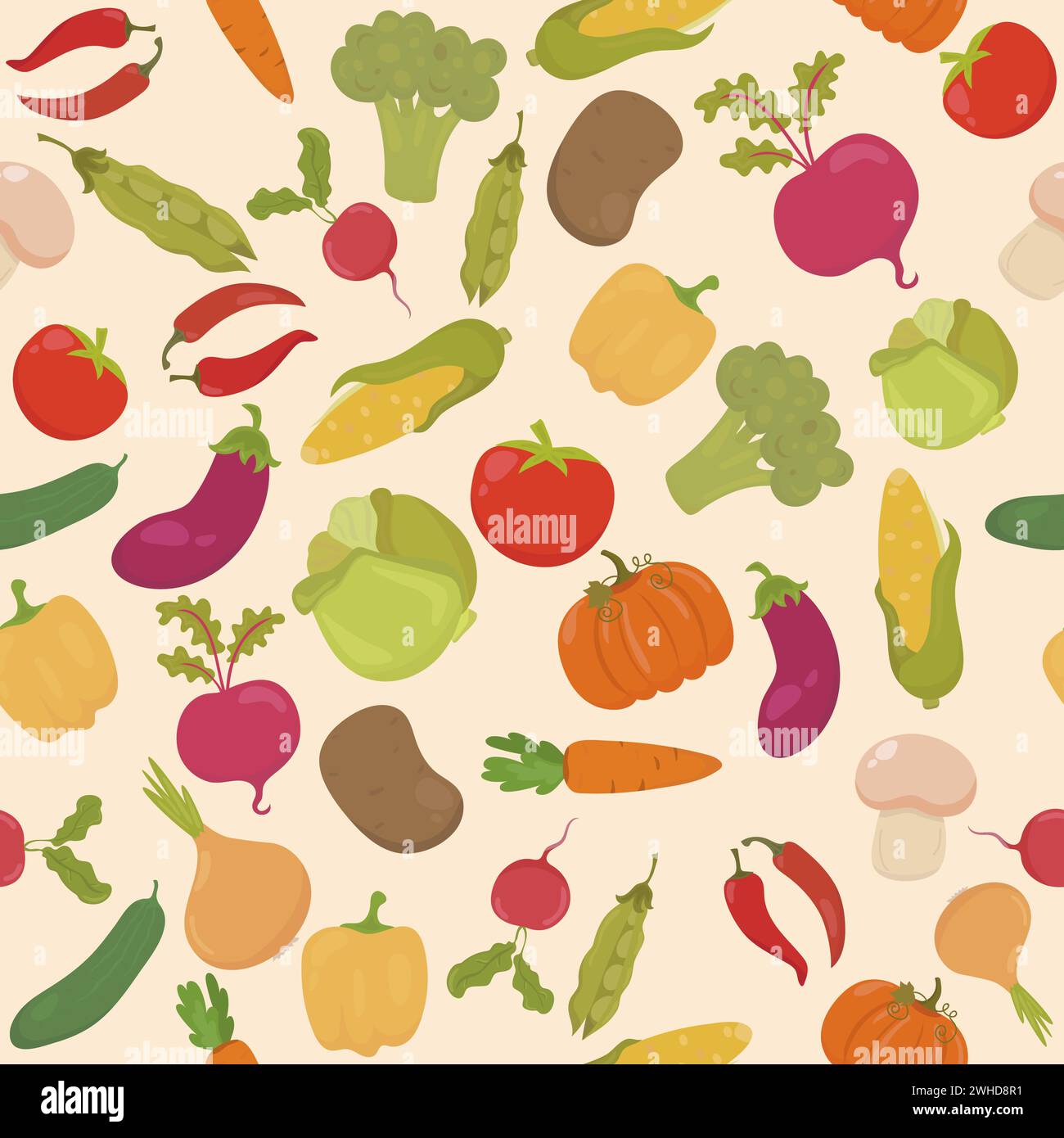 Vegetables seamless pattern in vector. Vector illustration Stock Vector ...