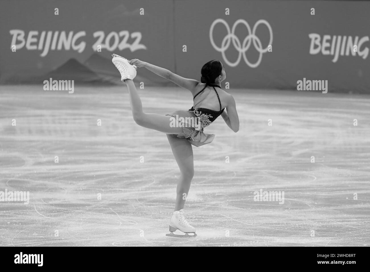 FEB 6, 2022 - Beijing, China: Madeline Schizas of Team Canada skates her Short Program of the Women Single Skating as part of the Figure Skating Team Stock Photo