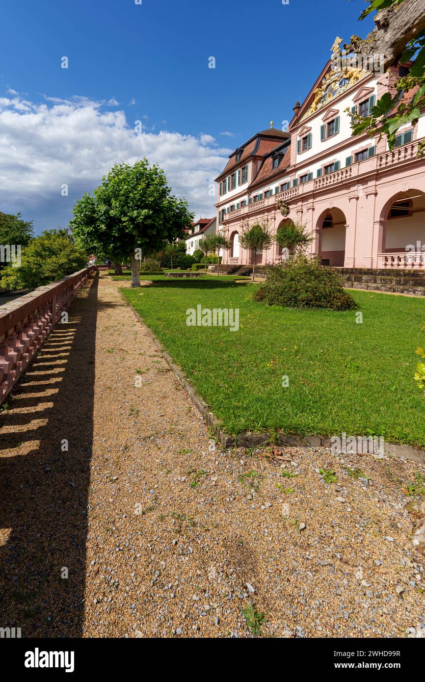 Castle garden at the Kellereischloss or Red Castle in the wine town of Hammelburg, Bad Kissingen district, Lower Franconia, Franconia, Bavaria, Germany Stock Photo