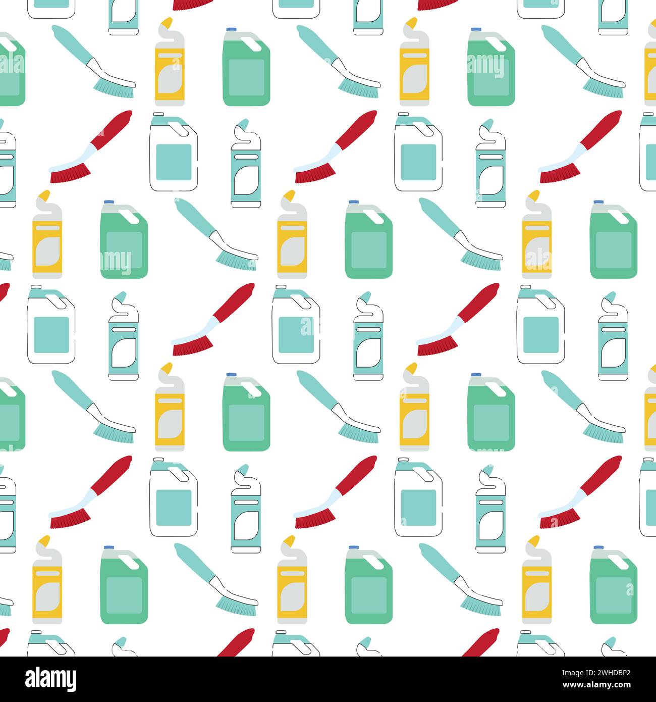 Seamless pattern background with cleaning product icons Vector Stock Vector