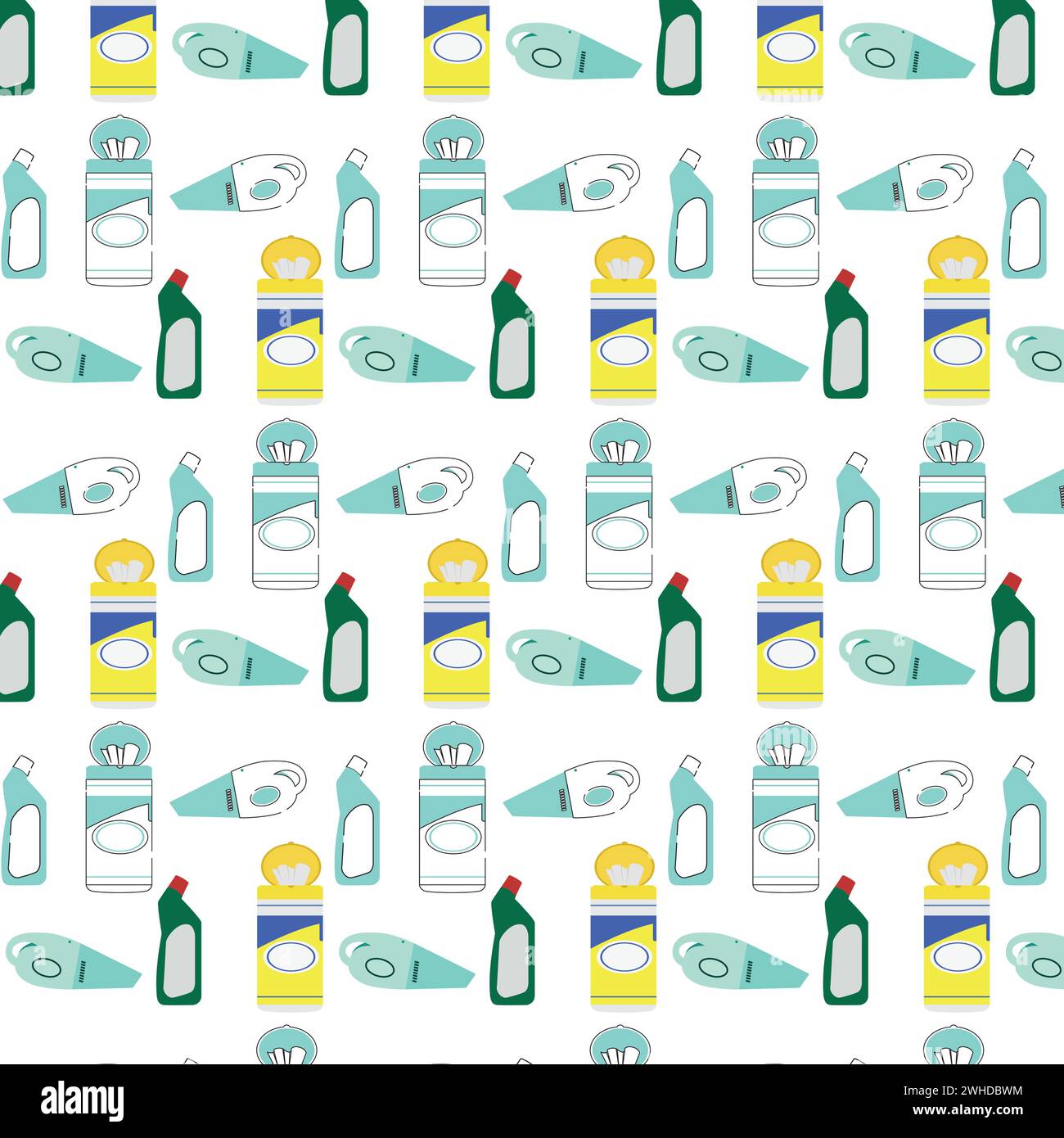 Seamless pattern background with cleaning product icons Vector Stock Vector