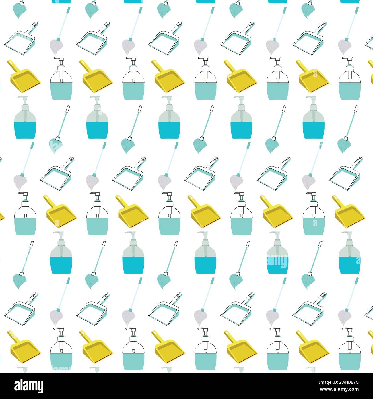 Seamless pattern background with cleaning product icons Vector Stock Vector