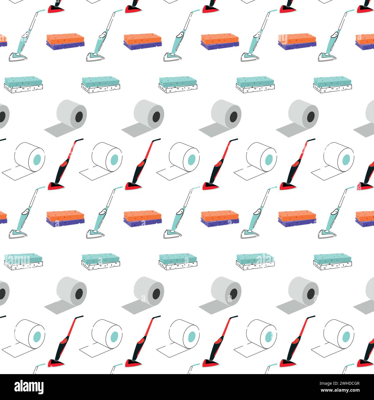 Seamless pattern background with cleaning product icons Vector Stock Vector