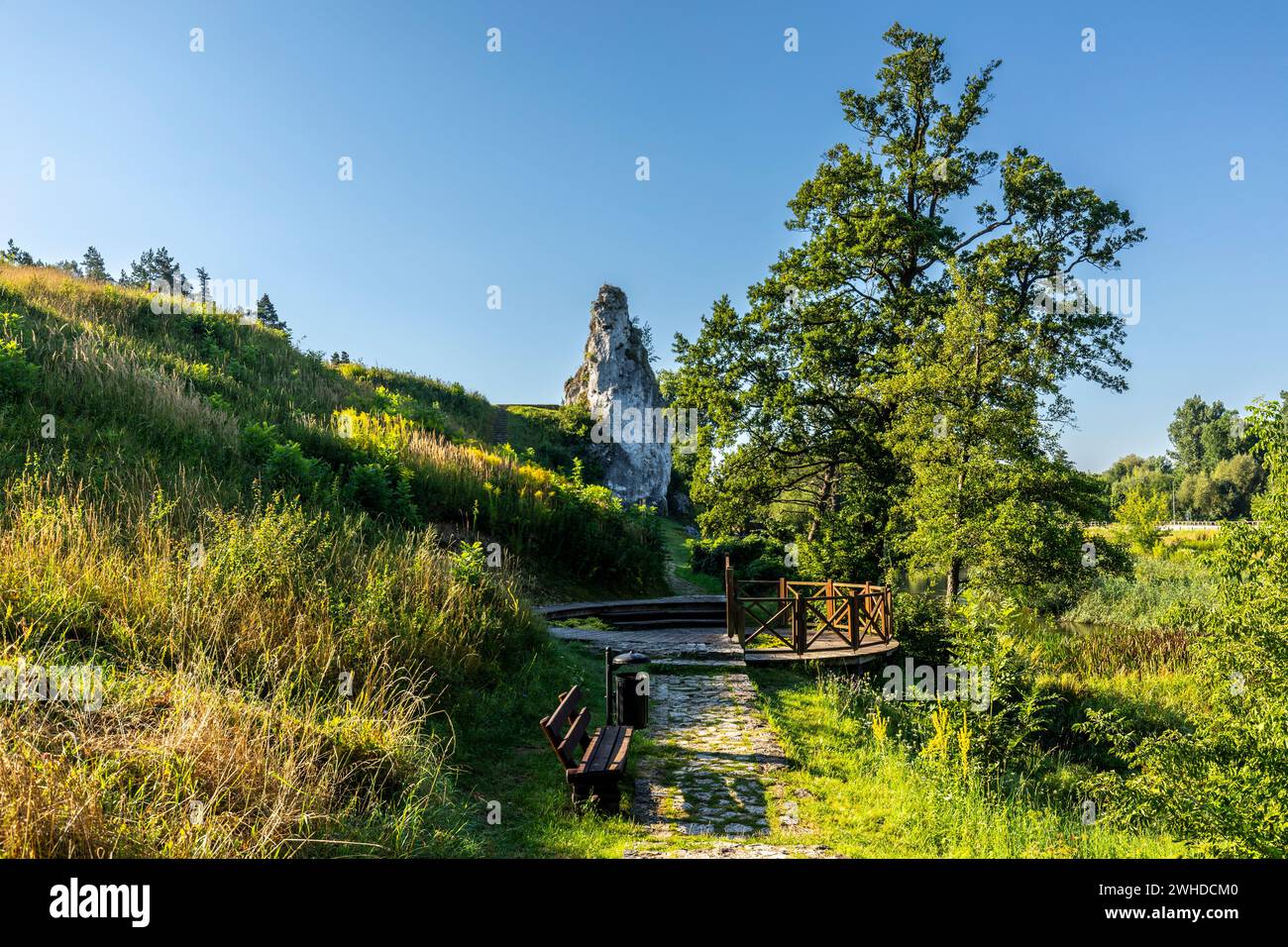 Europe, Poland, Silesian Voivodeship, Krakow-Czestochowa Upland, Polish Jurassic Highland, Jura, Mstow, Skala Milosci, Love Rock Stock Photo