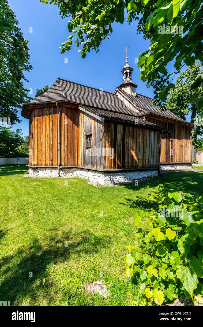 Europe, Poland, Silesian Voivodeship, Krakow-Czestochowa Upland, Polish Jurassic Highland, Jura, the wooden church of St Giles in Zrebice Stock Photo