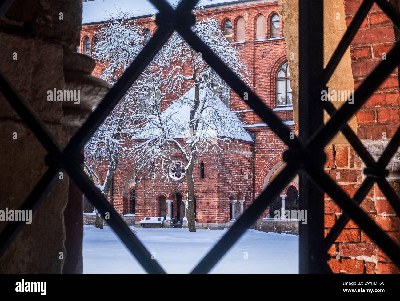 Courtyard of Riga Cathedral, Riga, Latvia, after a fresh snow in February Stock Photo