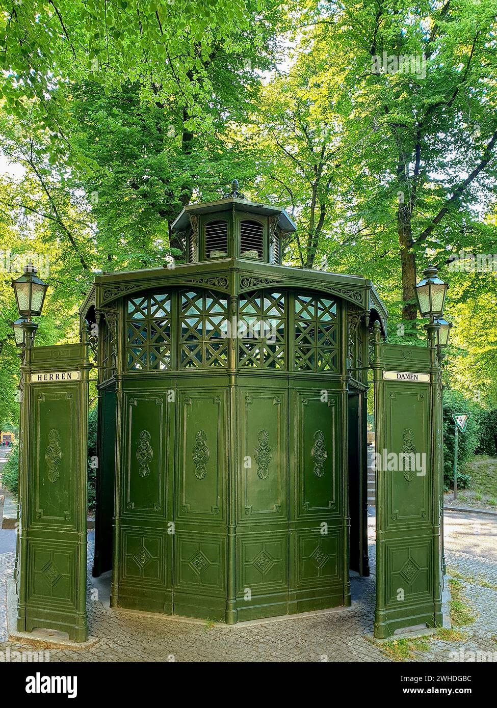 an old public toilet with two entrances for men and women, Rüdesheimer Platz, Wilmersdorf, Berlin, Germany Stock Photo
