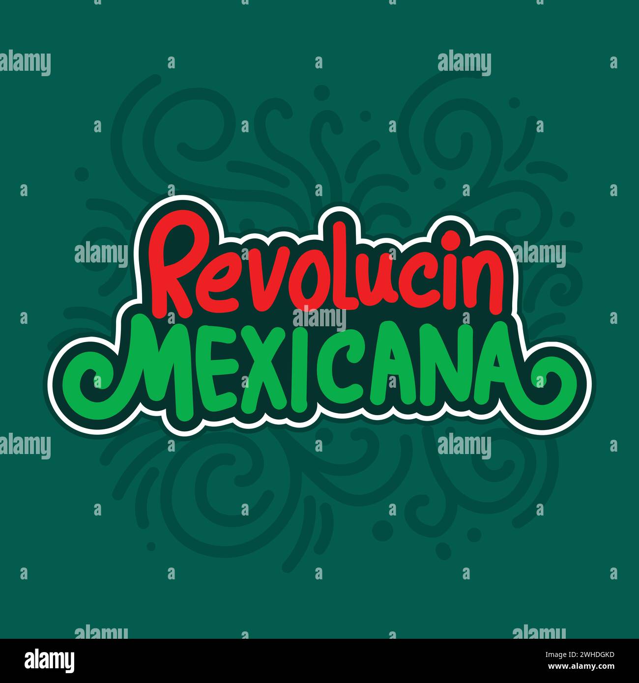 Revolucion Mexicana banner template with typogrphy to celebrate Traditional Mexican Holiday November 20.  Mexican Revolution Spanish text, vector Stock Vector