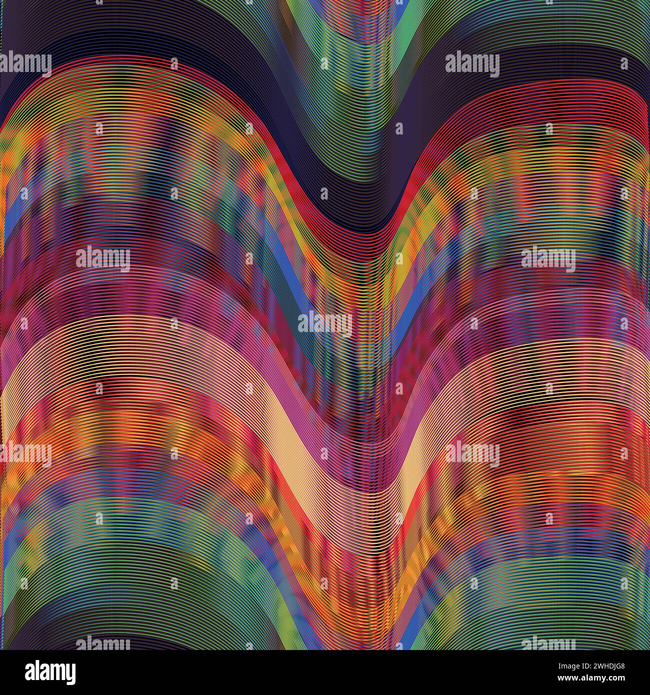 Psychedelic colorful curved lines; multicolored background Stock Vector