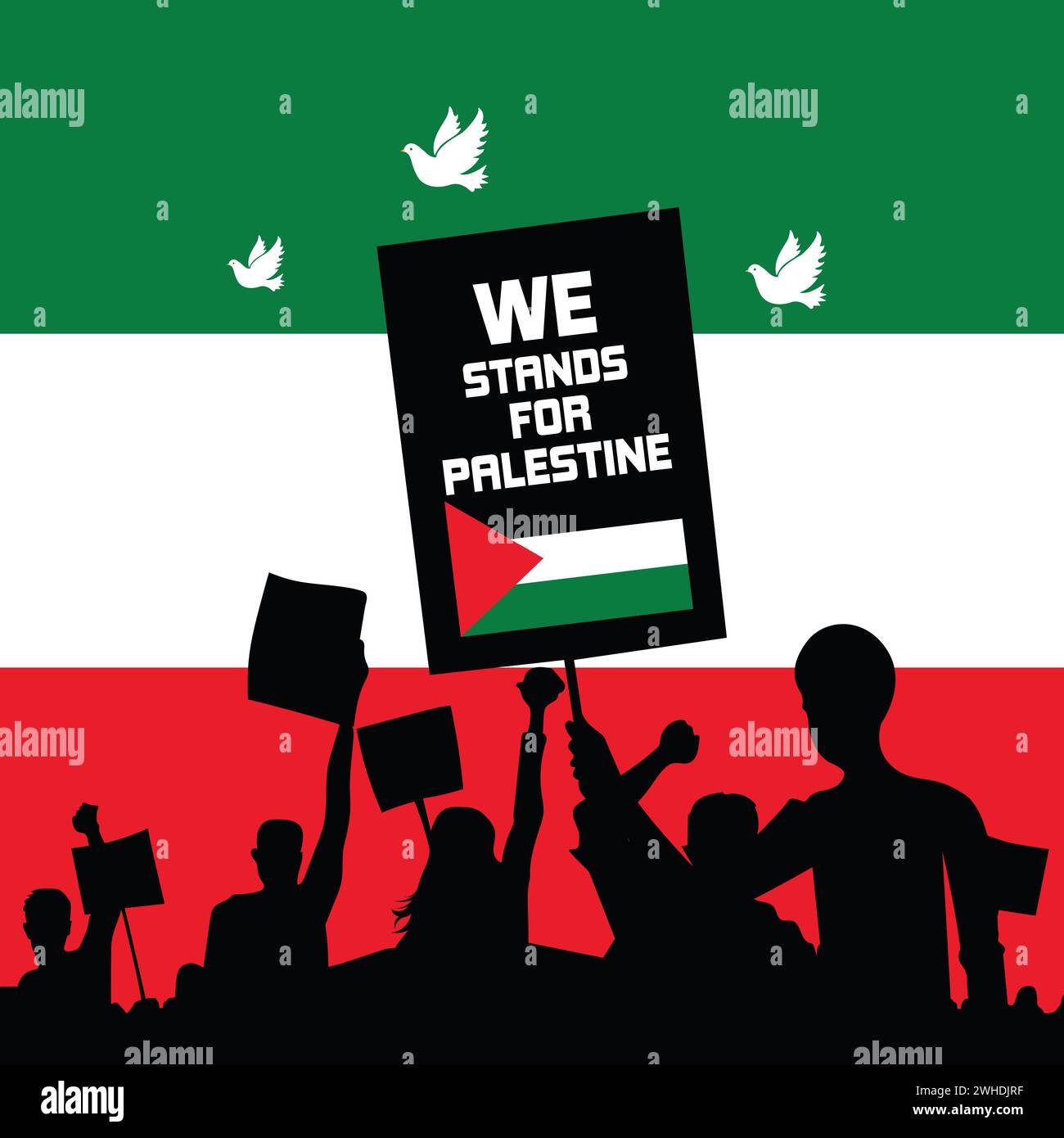 Palestine vs Israel war poster, template, banner design. We are stand
