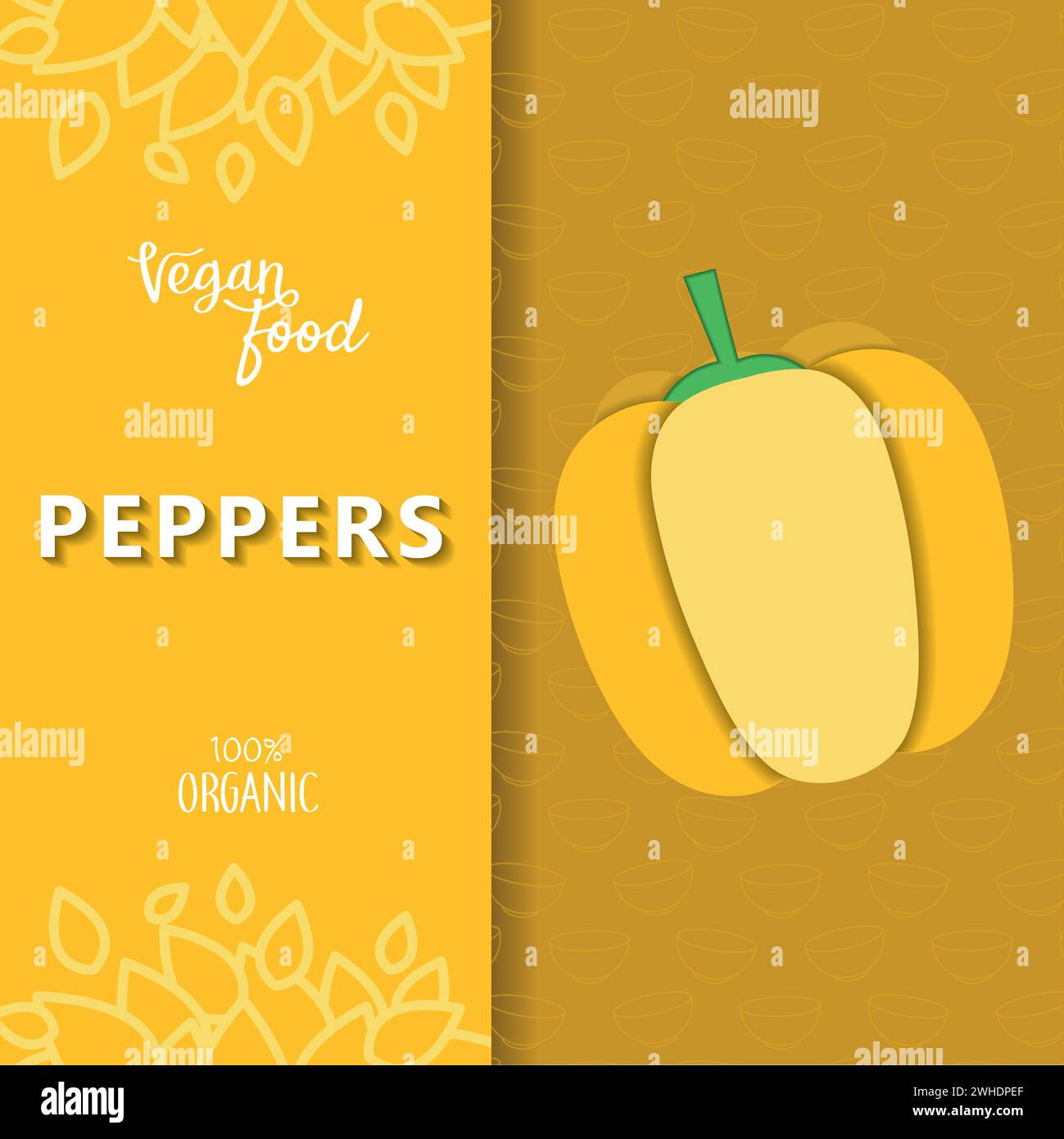 Colored vegan food poster with pepper Vector Stock Vector Image & Art ...