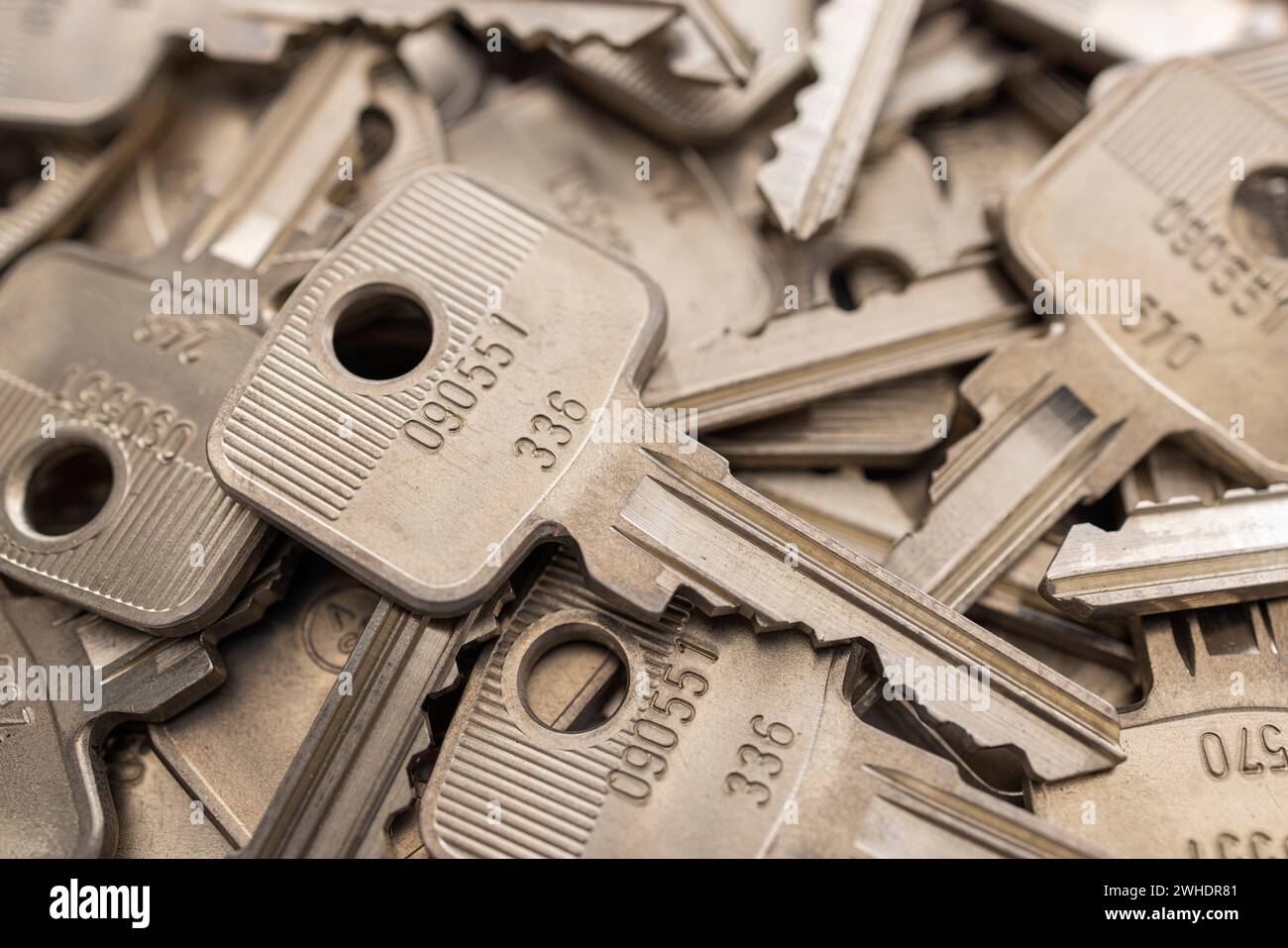 Pile of keys, many different cylinder keys, keys, detail, Stock Photo