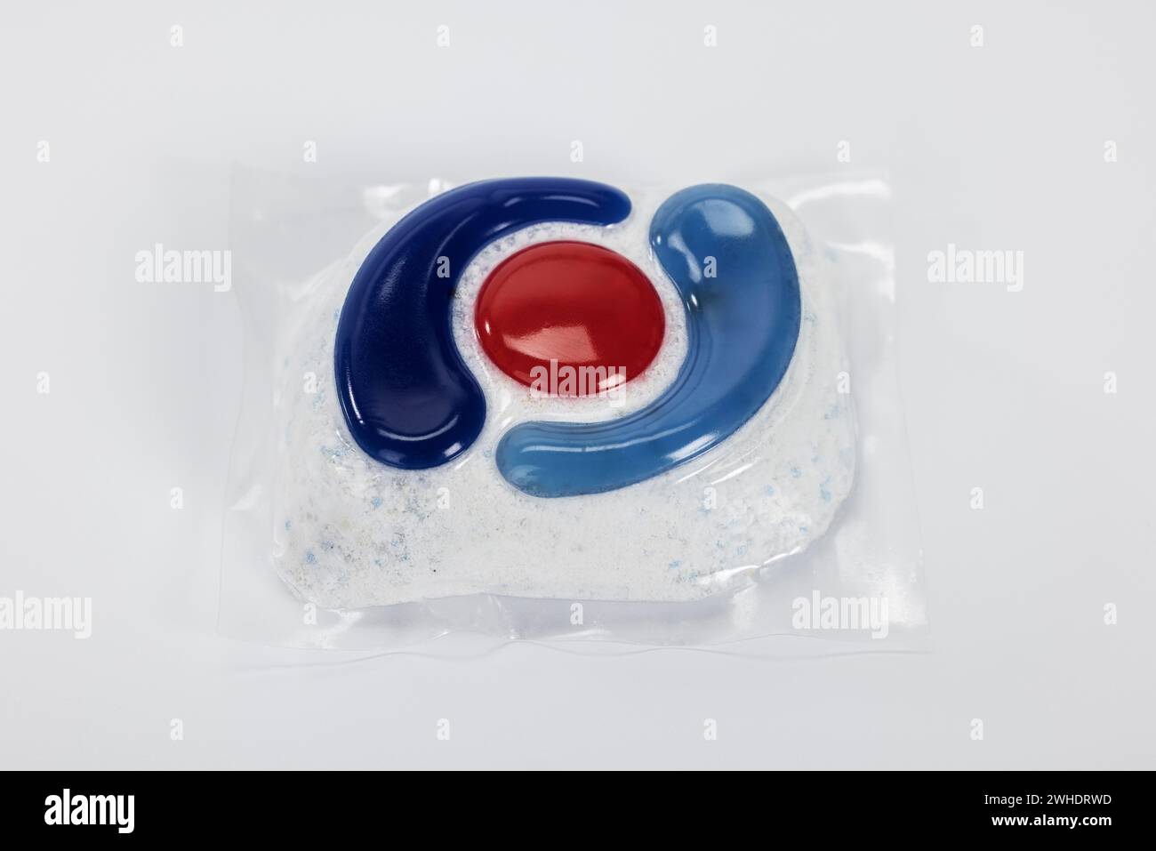 Dishwasher cleaner tab for dishwashers in watersoluble film, white