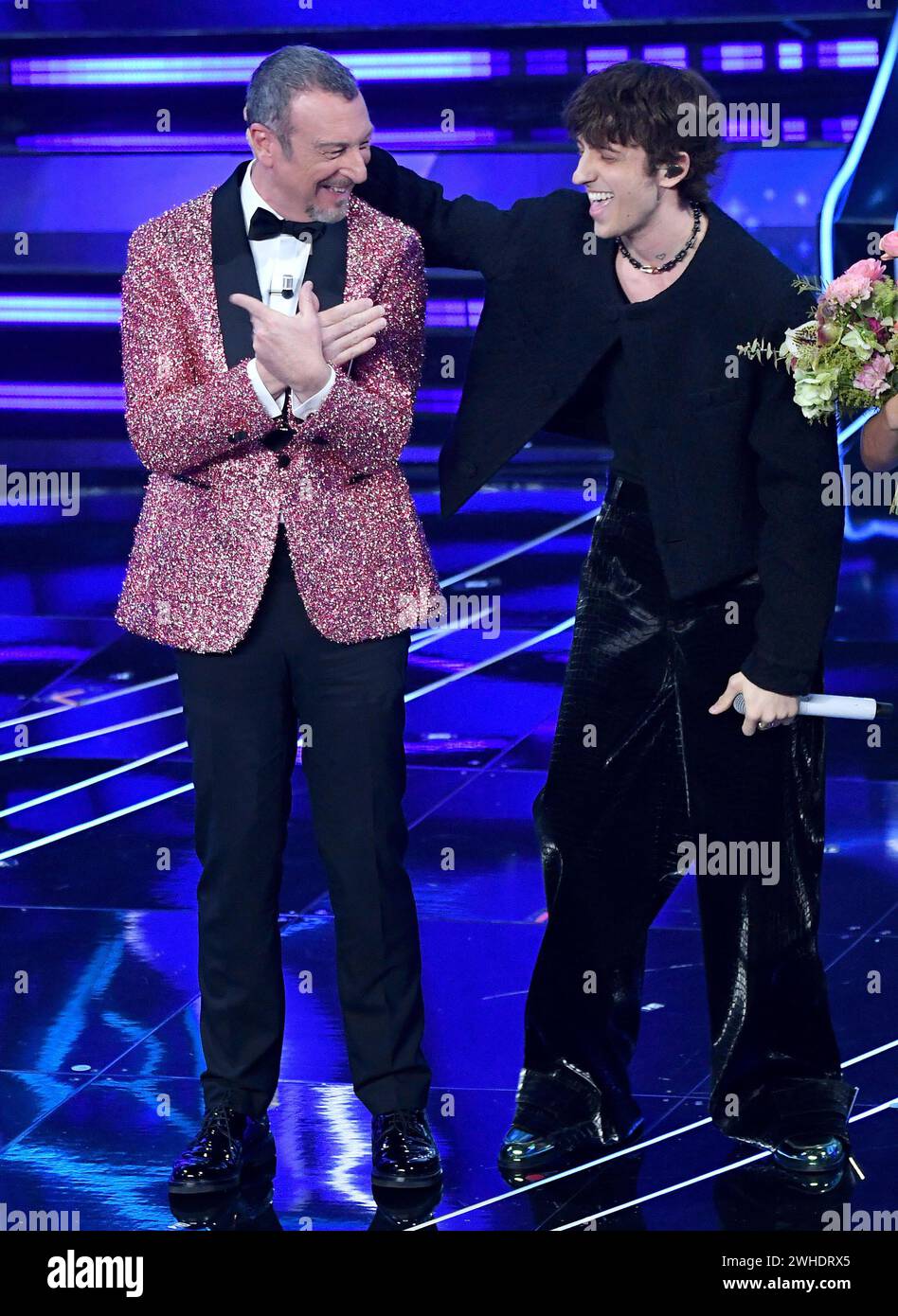 February 9, 2024, Sanremo, ITALY: Sanremo Festival host and artistic ...