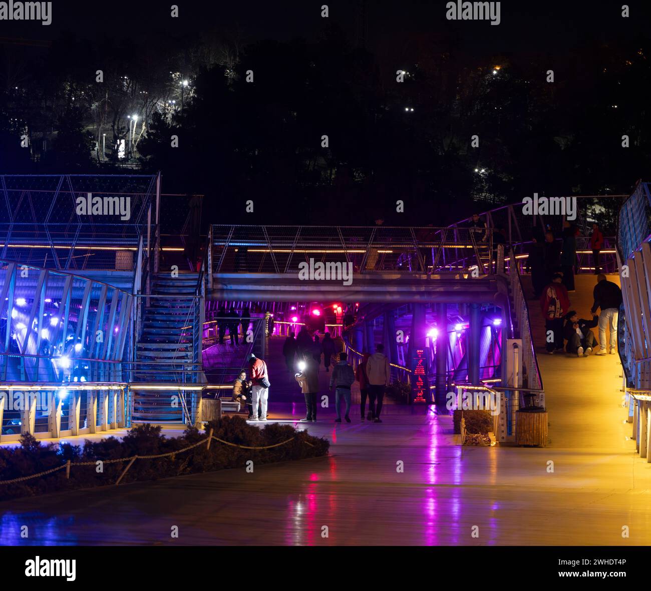 Tabiat Bridge at night, Tehran, Iran Stock Photo