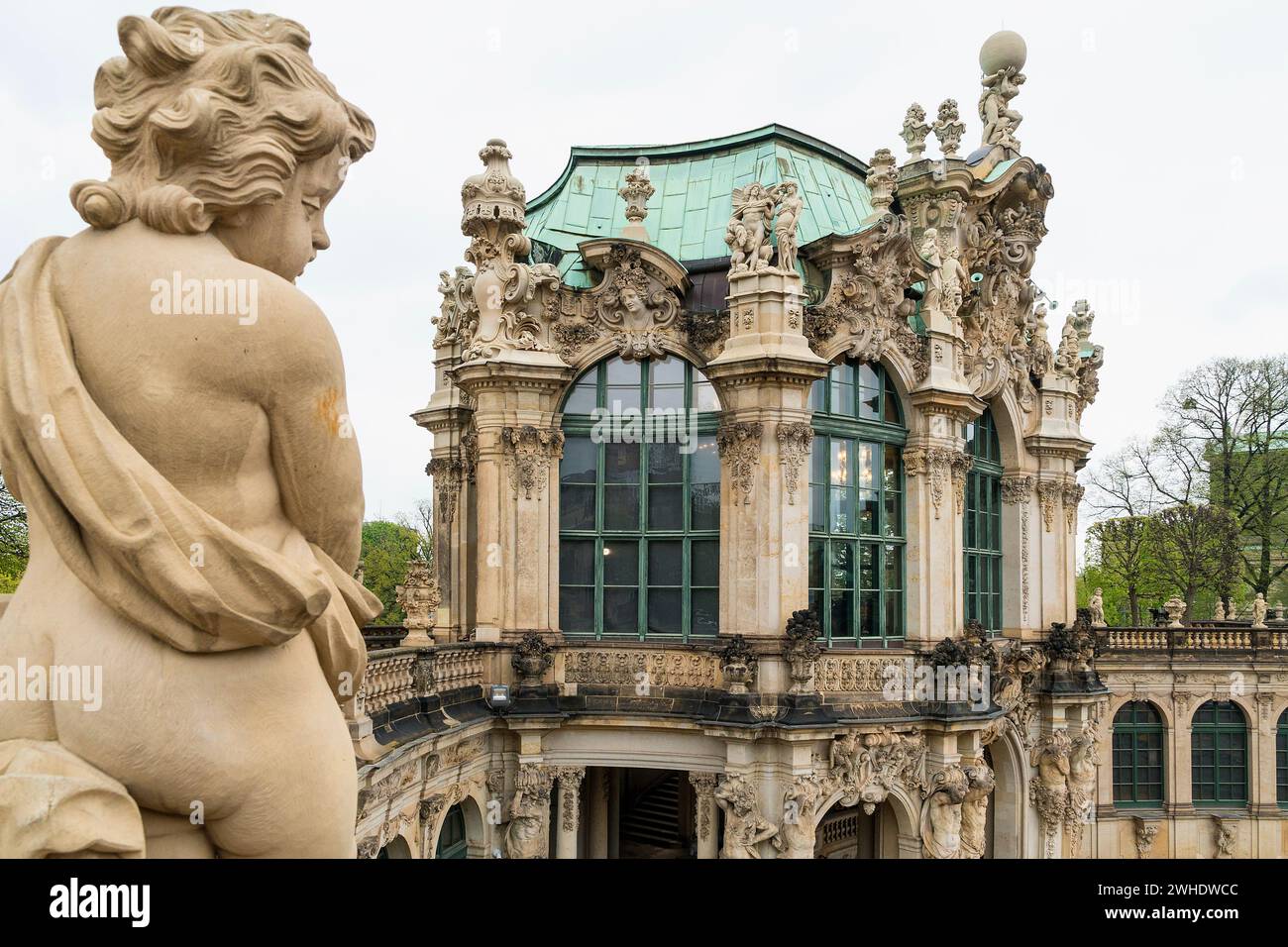 Dresden, Zwinger, Wall pavilion, Putti Stock Photo