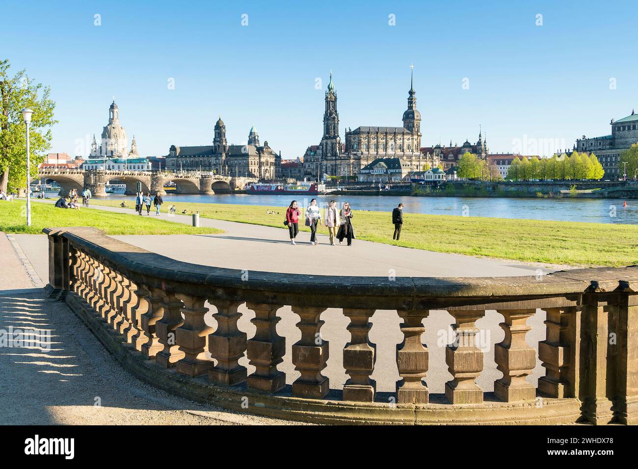 Dresden Elbe Riverbank K nigsufer Promenade Balustrade Walker dresden-elbe-riverbank-k-nigsufer-promenade-balustrade-walker