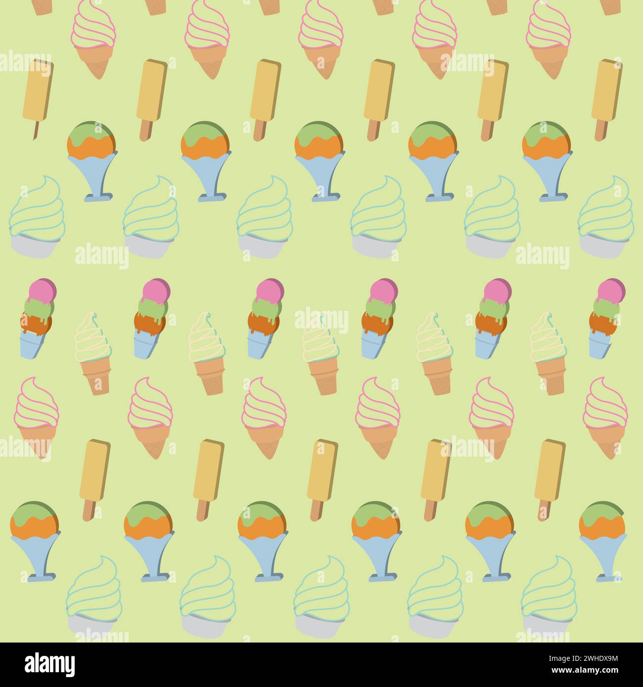 Colored seamless pattern background with ice cream icons Vector Stock ...