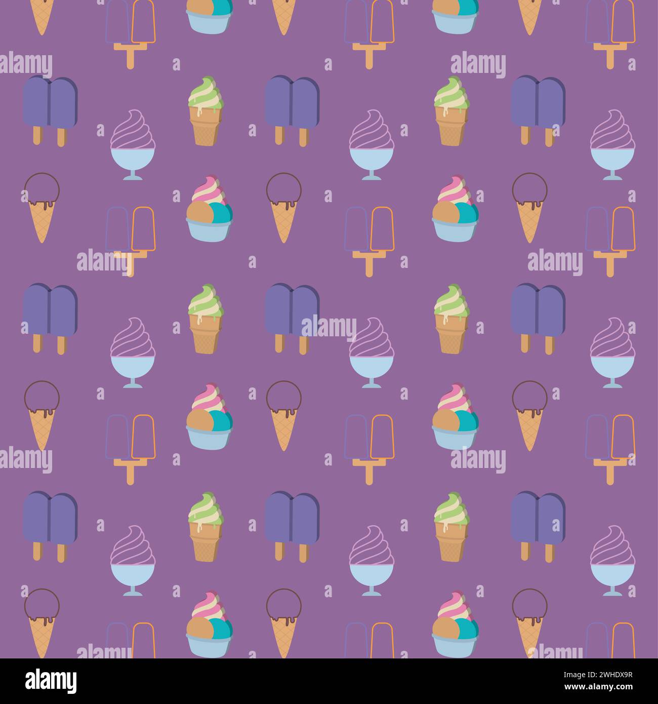 Colored seamless pattern background with ice cream icons Vector Stock ...